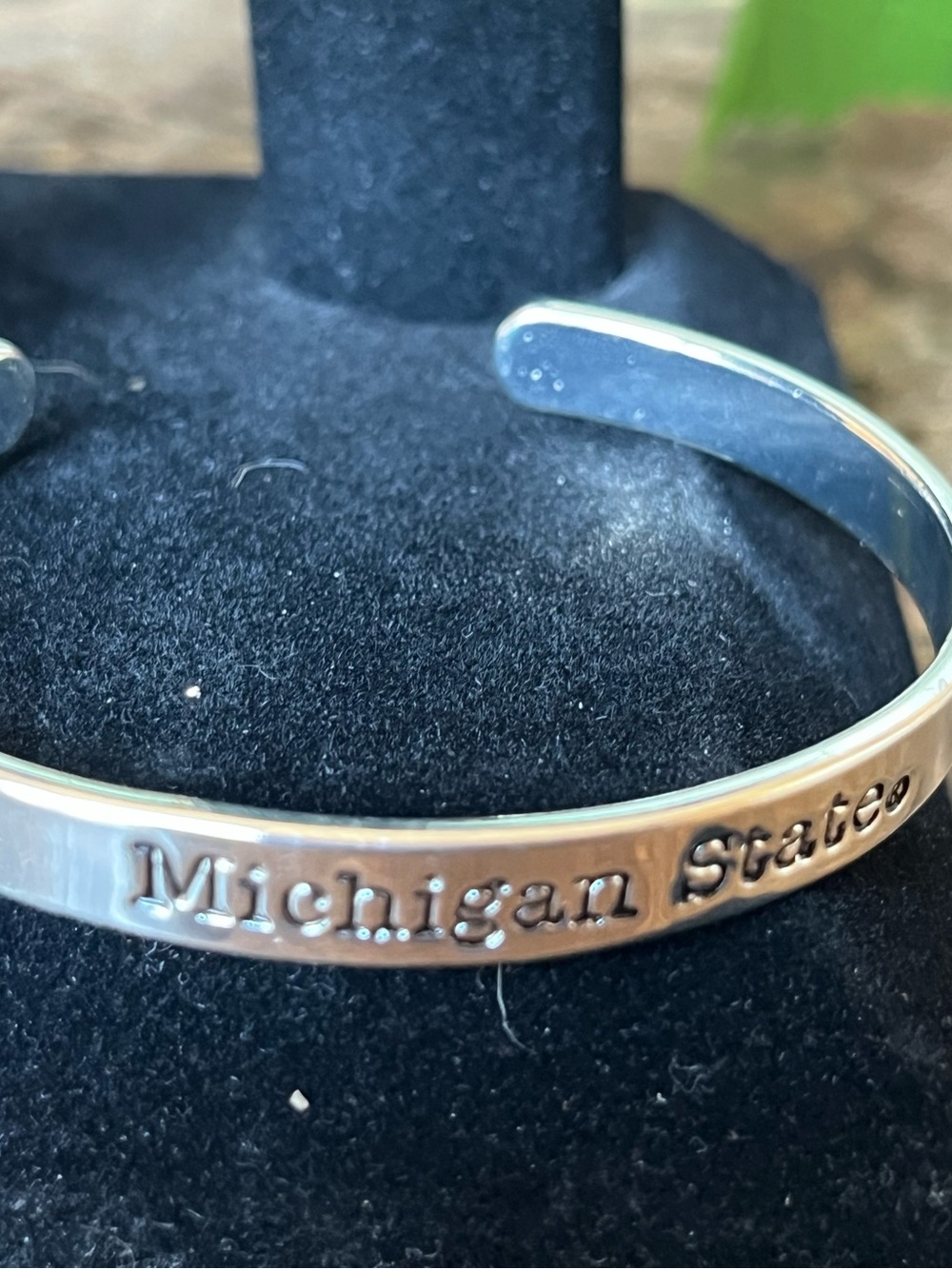 White Gold Filled Michigan State Cuff Bracelet
